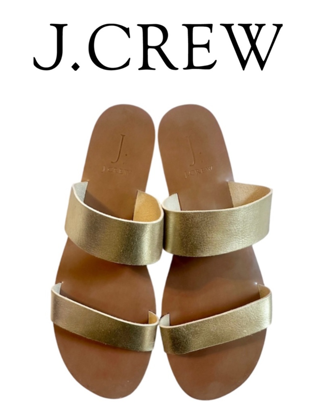 J. Crew Gold Easy Summer Slide Sandal Sleek Whimsical Fairycore L1079 Women 9